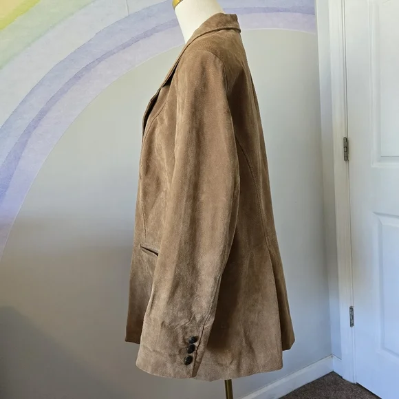 Denim&Co | 2X | Chestnut Washable Suede Button FrontJacket with Pockets - Picture 5 of 11